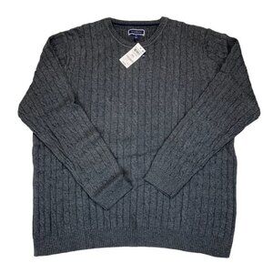 Club Room Mens Cable-Knit Sweater Charcoal Heather 3XL